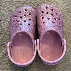 BNWOT- Pink Rainbow Glitter Crocs Size 9c